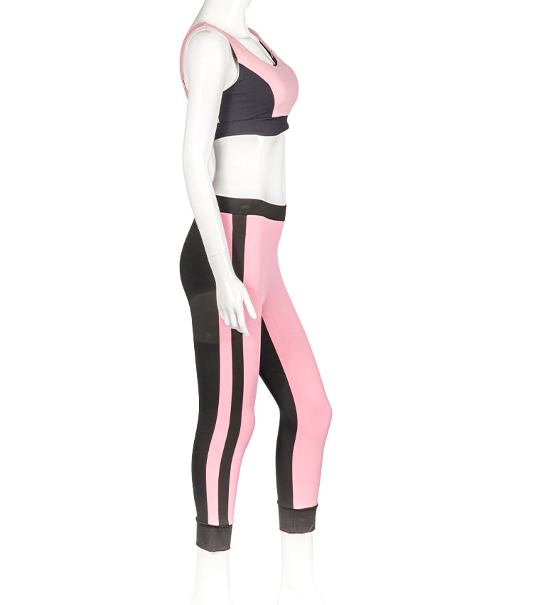 Roupas femininas justas para levantamento de quadril com costura de duas cores e cintura alta para ioga e fitness