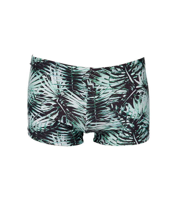 Shorts de praia com estampa avançada e bagunçado com palma